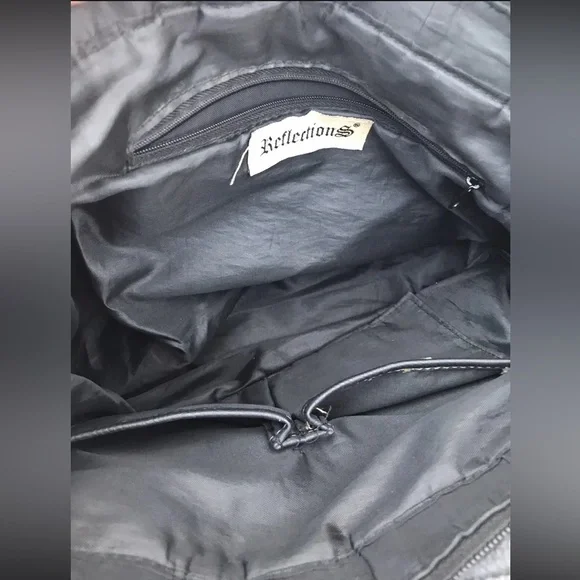 Reflections Handbag Purse Black Vinyl Multi-Pocket - Picture 3 of 7